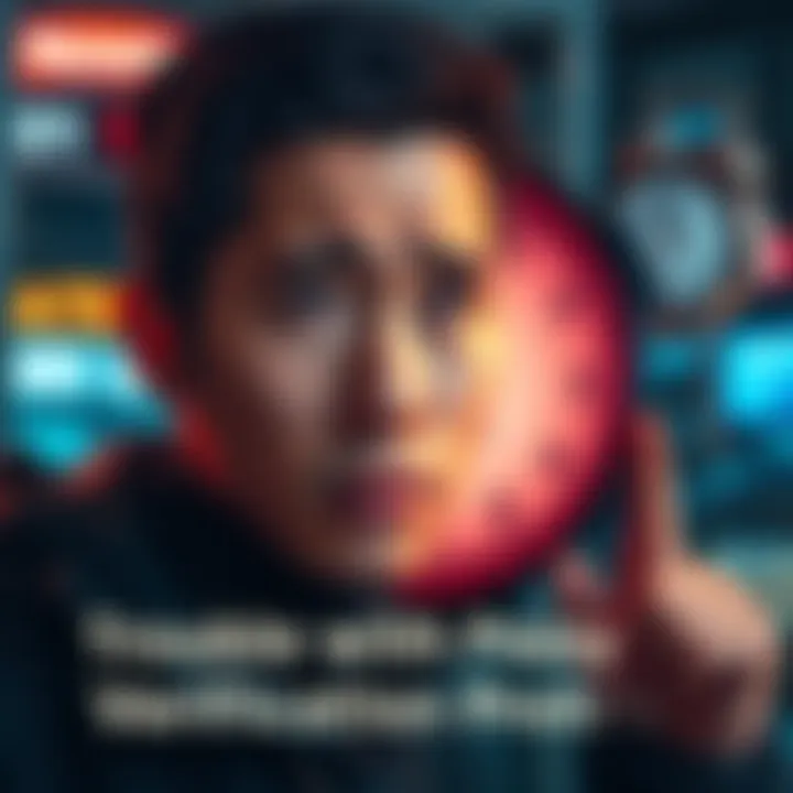 A person looking at a clock with a concerned expression while waiting for verification approval