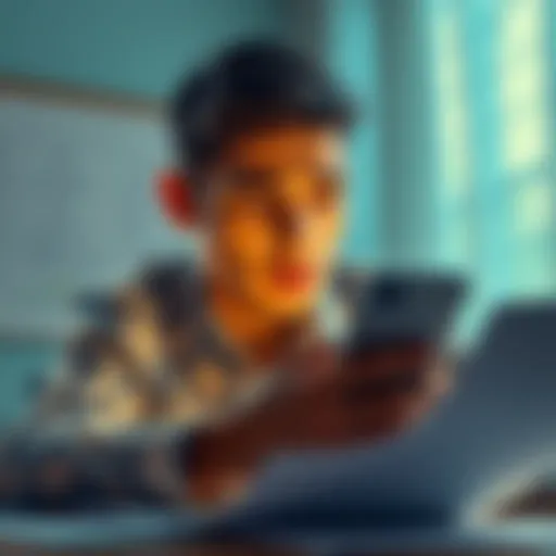 A person looking stressed while checking Bitcoin prices on their phone, surrounded by tax documents