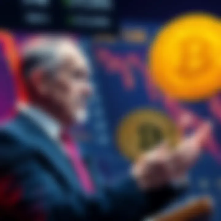 Peter Schiff discussing Bitcoin acceptance for gold sales with cryptocurrency elements in the background