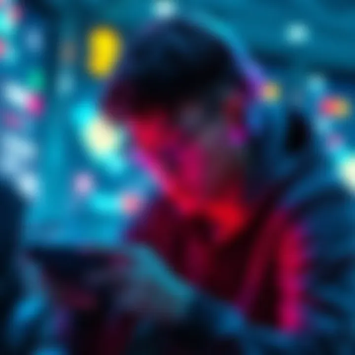 Person playing a mini game with a phone nearby A person focused on a mini game with their phone close by to avoid distractions