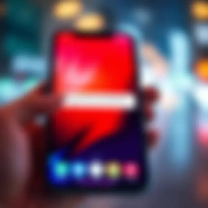 Phone displaying app connection error Close-up of a smartphone screen showing an error message related to app connectivity