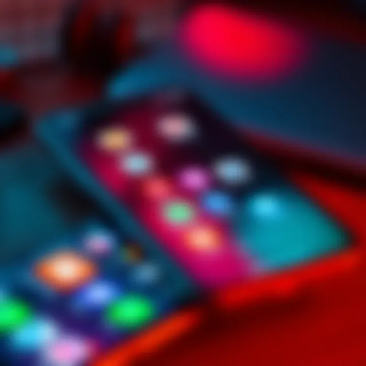 A smartphone screen displaying tracking apps and social media icons, representing phone activity monitoring.