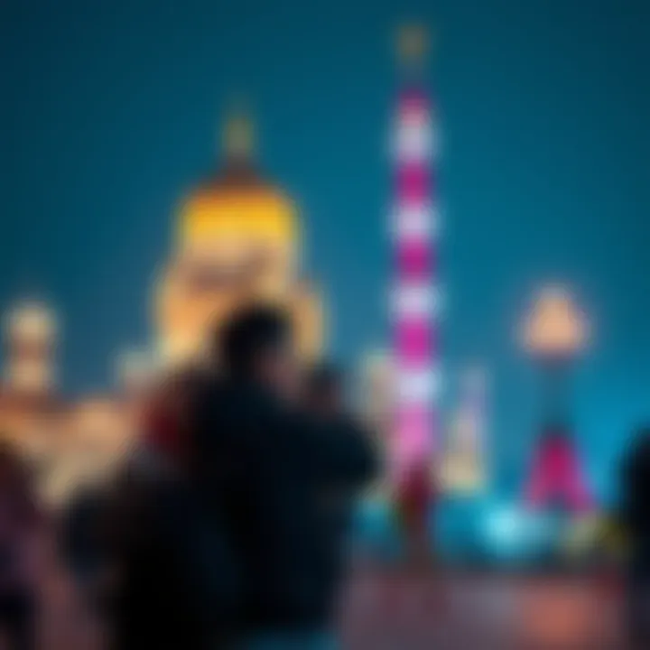 People taking photographs of a famous landmark, showcasing their collections of images.