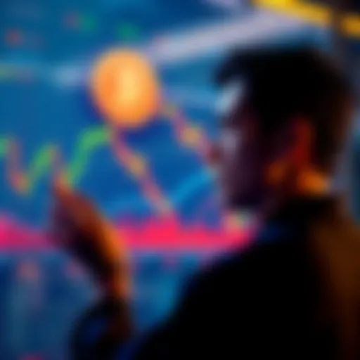 A person looking at a chart showing the fluctuating value of Pi cryptocurrency, contemplating whether to sell or hold their investment.