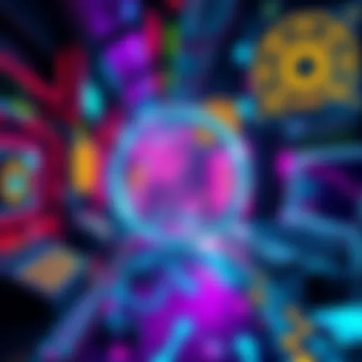 A graphic promoting the Pi Network raffle, featuring vibrant colors and visuals related to coding and technology.
