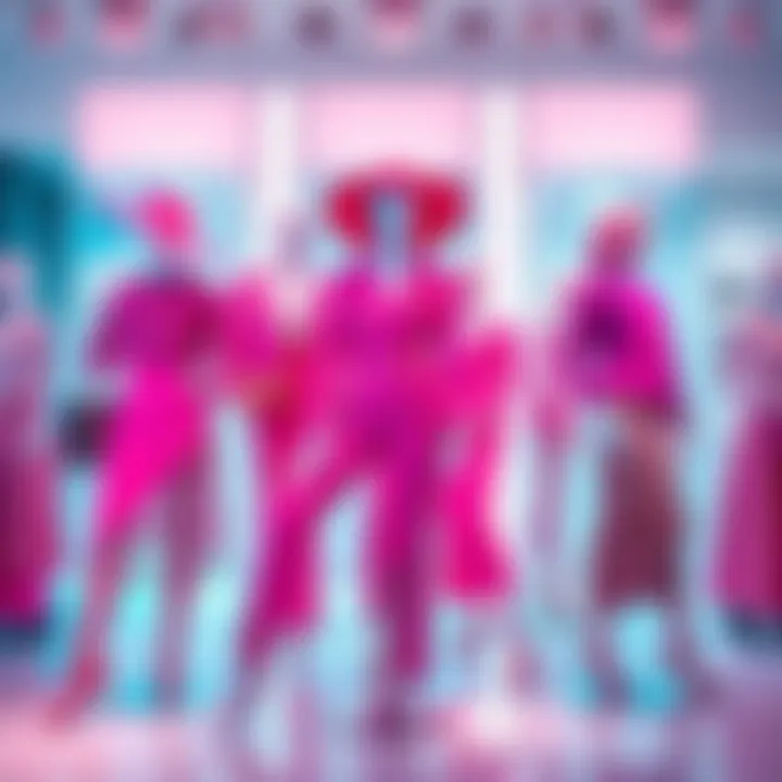 A collection of stylish pink outfits displayed on mannequins, highlighting the 2026 pink fashion trends.