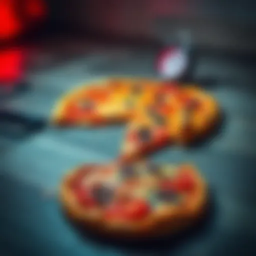 A fallen pizza on the floor with a timer counting down, highlighting the debate on the 5-second rule.
