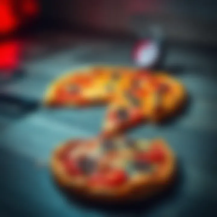 Pizza on the floor next to a timer A fallen pizza on the floor with a timer counting down, highlighting the debate on the 5-second rule.