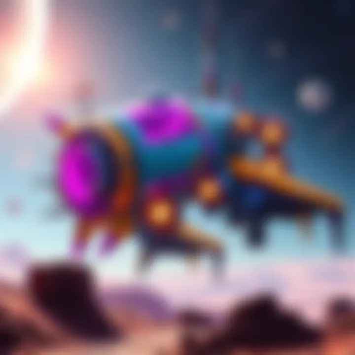 A colorful space station crafted by players in No Mans Sky, surrounded by stars and planets, showcasing creativity in a vibrant cosmos.