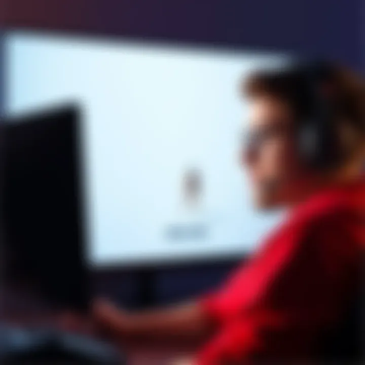 Player frustrated with game logout A gamer looks upset while staring at a blank screen, showing a game character on the left, indicating sudden logout.