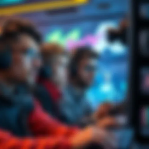 A group of gamers looking frustrated while staring at their screens, experiencing issues with finding opponents in a video game after watching ads