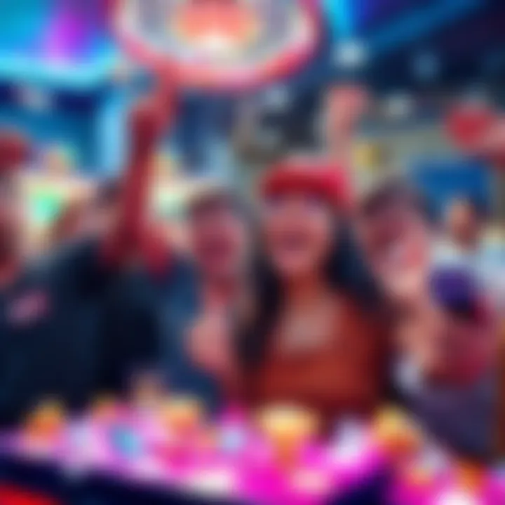 Group of excited players celebrating as they win diamonds in a popular game