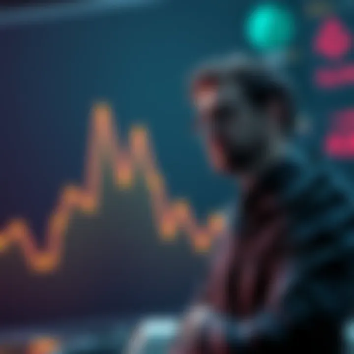 Plummeting Crypto Sentiment Graph showing a sharp decline in cryptocurrency sentiment with a worried Cardano founder in the foreground.