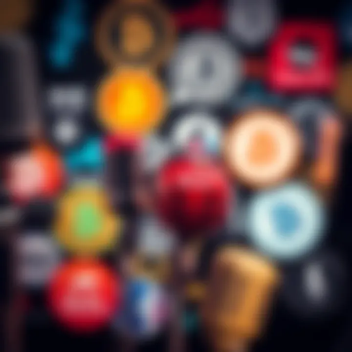 A collage of podcast microphones and logos related to Bitcoin and finance discussions