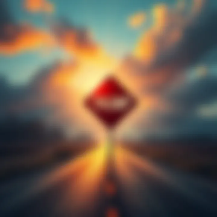 A metaphorical depiction of political turmoil with a divided road sign symbolizing support for Trump.