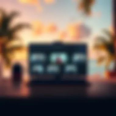 Screen displaying online lectures from the Polkadot Blockchain Academy with a tropical background