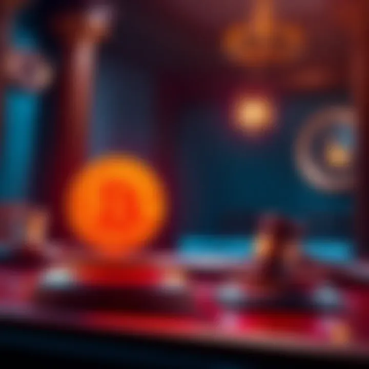 Polymarket Lawsuit Overview A courtroom scene with a gavel and Bitcoin icons, symbolizing the lawsuit against Polymarket regarding its Bitcoin sale settlement.