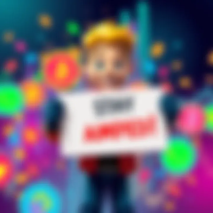 A cheerful character holding a sign that says 'Stay Amped!' with colorful crypto icons in the background, symbolizing positivity in the market.