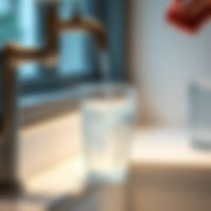 Pouring tap water into a glass A person pouring tap water from a faucet into a clear glass, showcasing the quality of the water in Folkestone