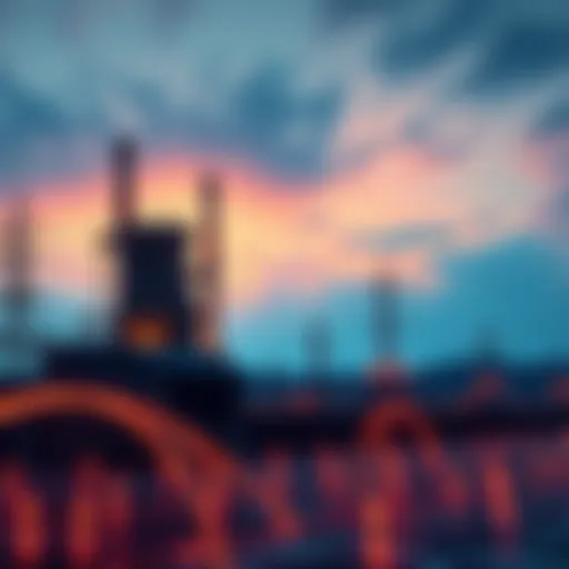 A power plant with electricity lines connecting to an AI data center, symbolizing the energy needs of the AI industry.