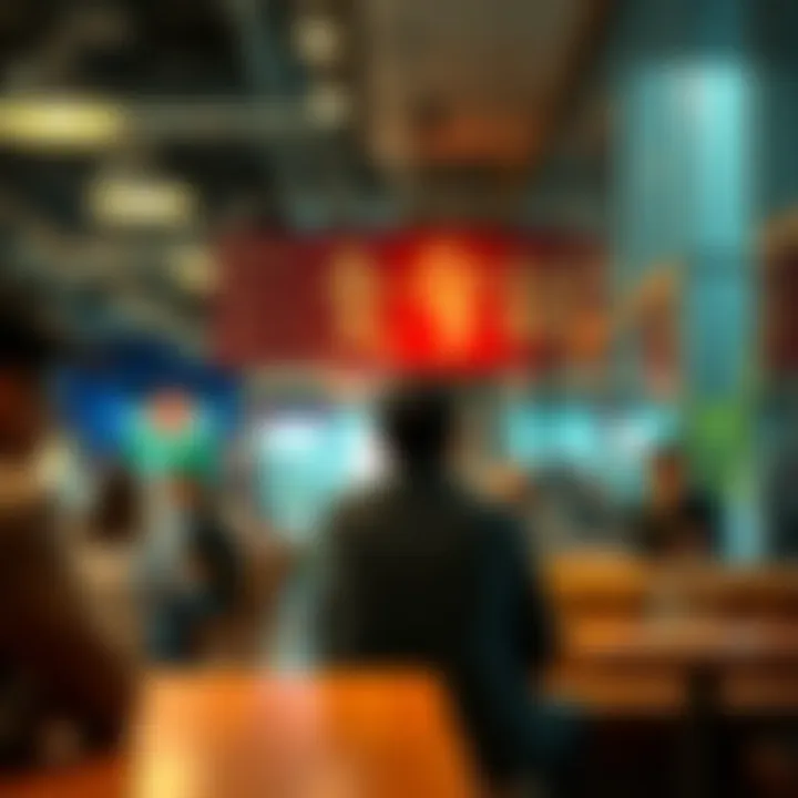 A person sitting quietly in a café, contemplating while others talk around them, illustrating the impact of silence in conversations.