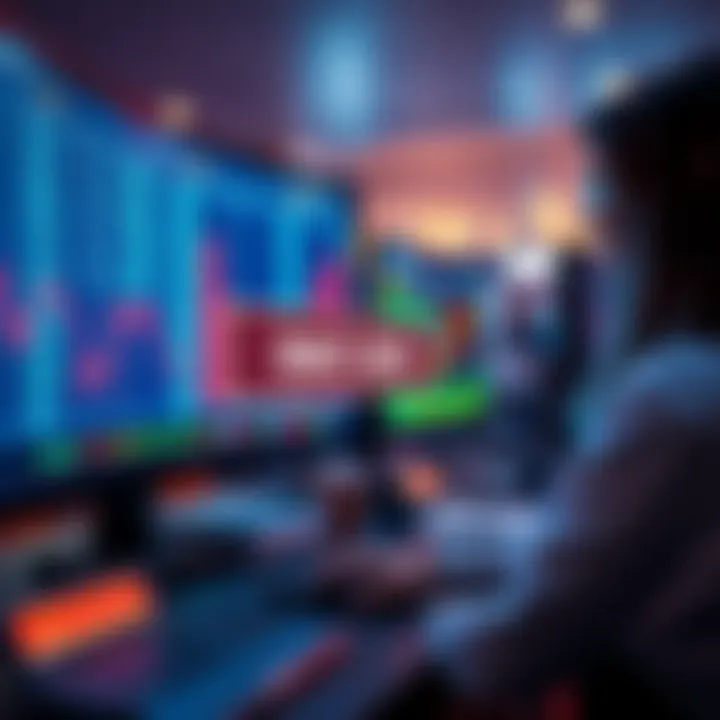 A graphic showing a computer screen displaying a financial market with a highlighted error message and a shocked person looking at it