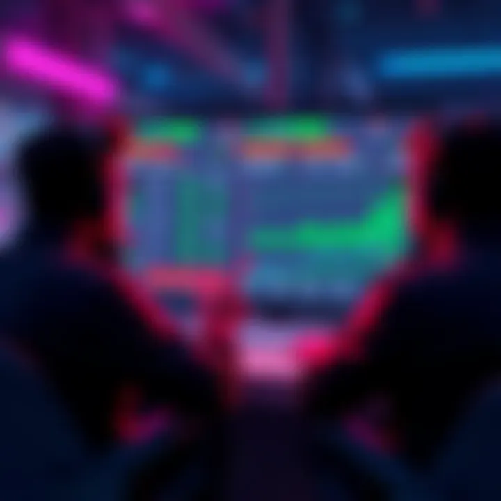 A graphic showing online creators engaging with a digital prediction market interface, featuring charts and entertainment icons.