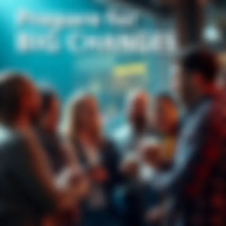 Prepare for Big Changes A group of people discussing investment opportunities with excitement and anticipation for the future.
