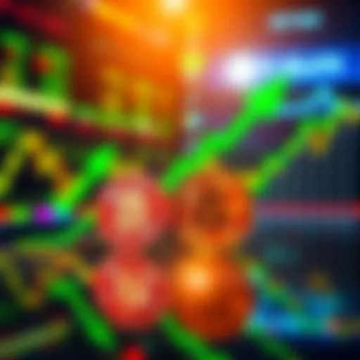 XMR and ERG charts showing significant price increases with green arrows indicating growth and a bright market background