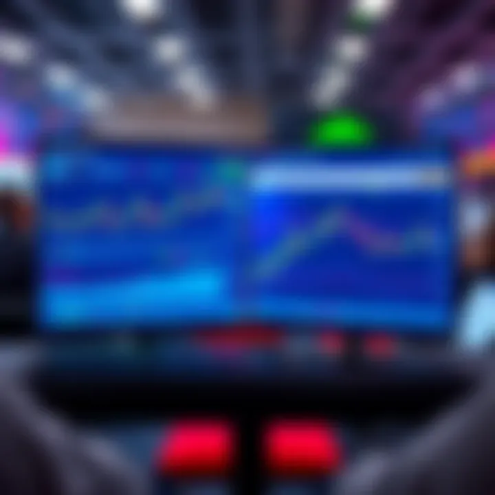 A split image showing two trading screens. One displays Pro trading data with charts and analytics, the other shows Platform trading with user-friendly tools. Both emphasize different trading strategi...