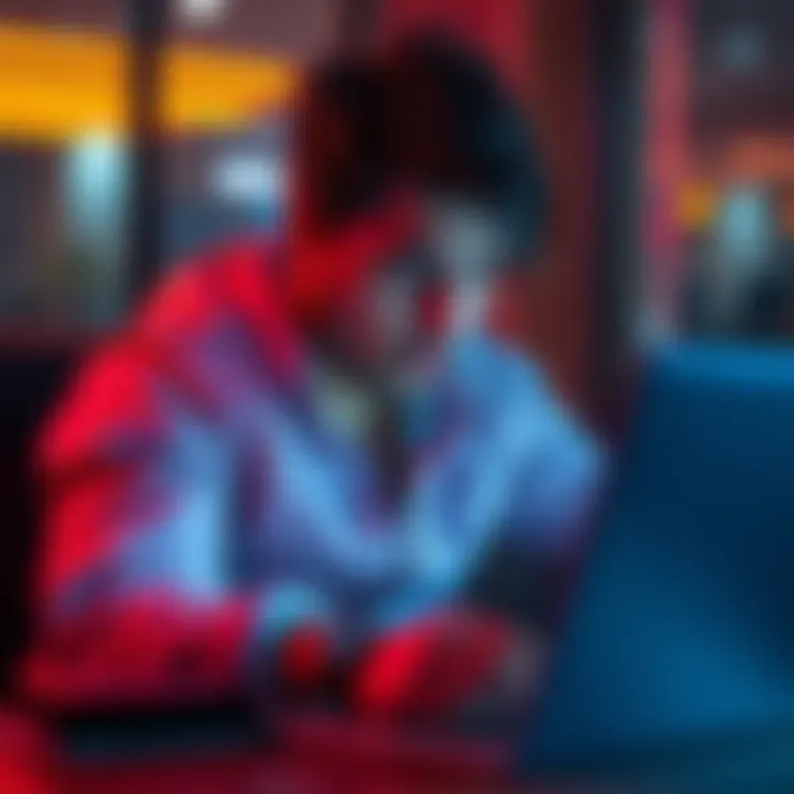 A person looking concerned while checking their bank account on a laptop, struggling with a missing funds issue related to a CHF SWIFT transfer to Revolut.