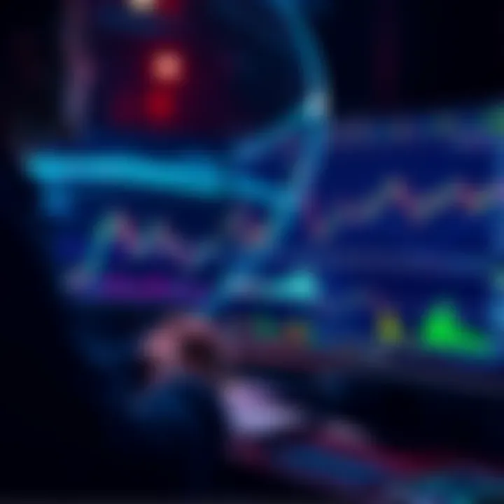A person analyzing cryptocurrency charts with profit graphs on a screen, symbolizing taking profits during trading.
