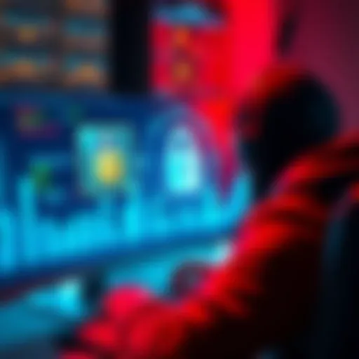 A person using a computer with a lock symbol on the screen to represent online security for crypto assets.