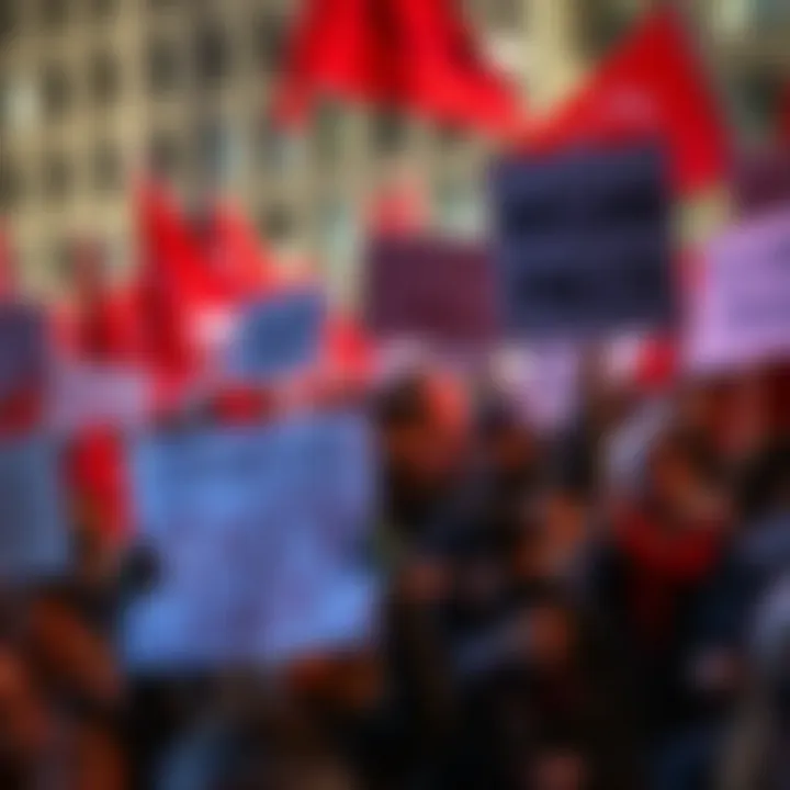 Protest Against Hasan Piker A group of people holding signs expressing criticism of Hasan Piker's political views at a protest