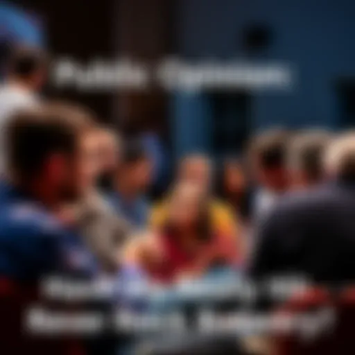 A diverse group of people discussing opinions about recovery or decline in a community setting