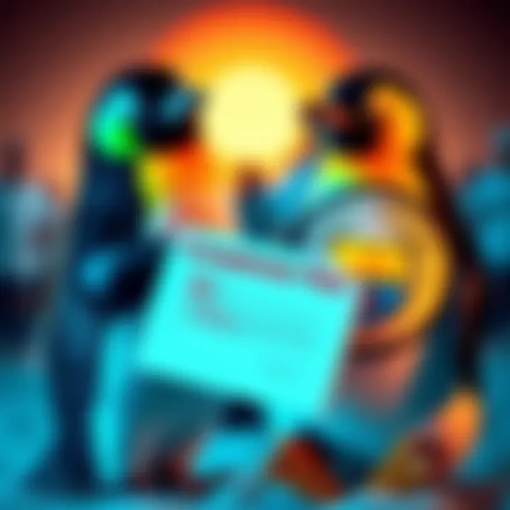 Pudgy Penguins logo with a visual of a complaint letter and a Manchester City badge