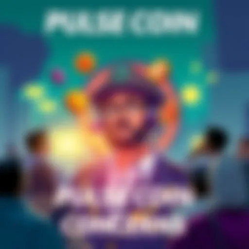 Illustration showing a worried community discussing Pulse Coin's future with symbols of concern and neglect around Richard Heart.