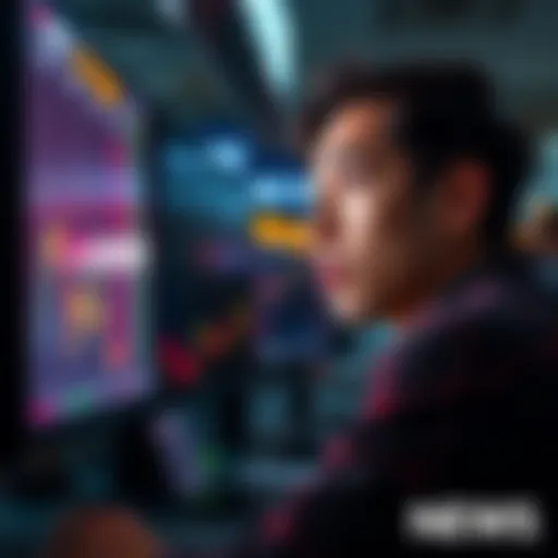A person looking worried while checking stock prices on a screen, representing the impact of pump and dump schemes.