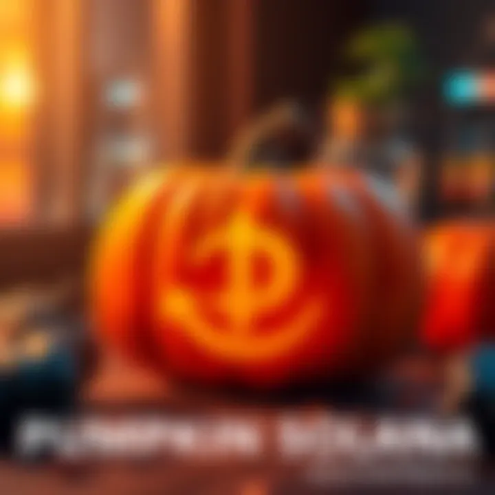A vibrant pumpkin with a digital currency symbol, representing Pumpkin Solana's innovative strategies for profit in cryptocurrency.