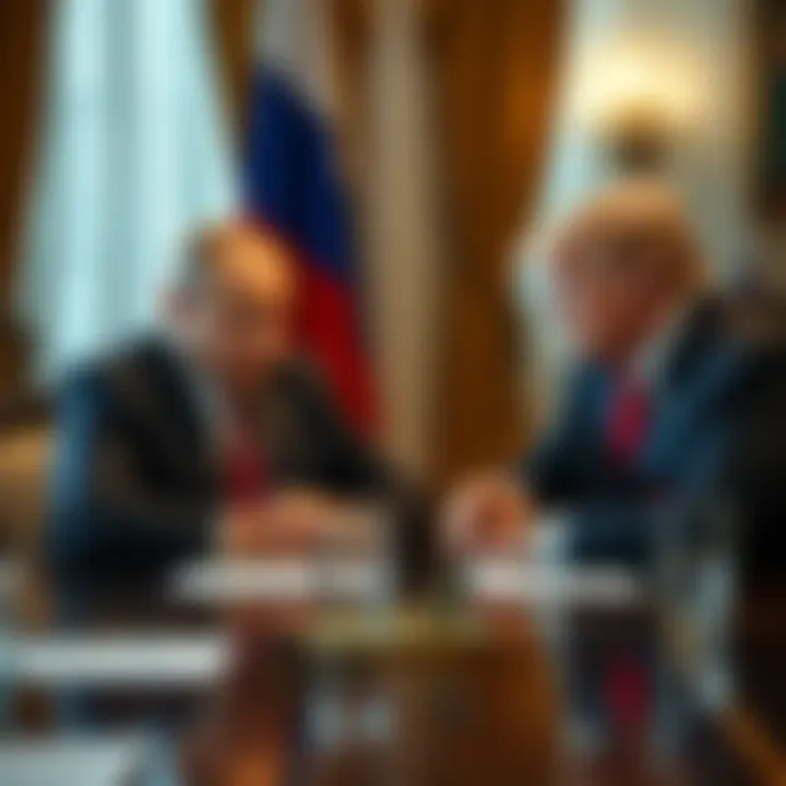 Russian President Putin and former President Trump sitting at a table discussing Ukraine peace negotiations