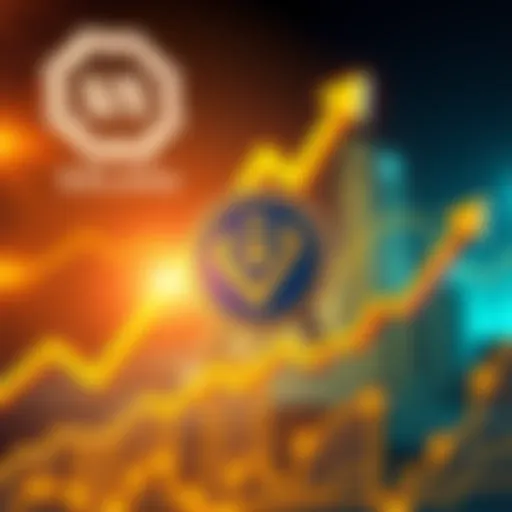 Graphic showing PYUSD emblem alongside a rising graph symbolizing growth, with Solana logo in the background