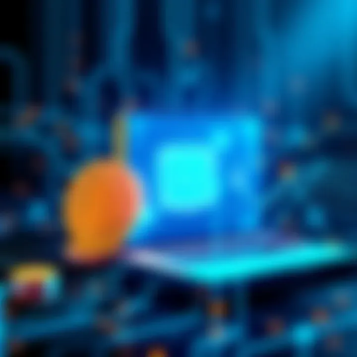 An illustration showing a quantum computer alongside Bitcoin symbols, depicting the relationship between quantum technology and cryptocurrency security.