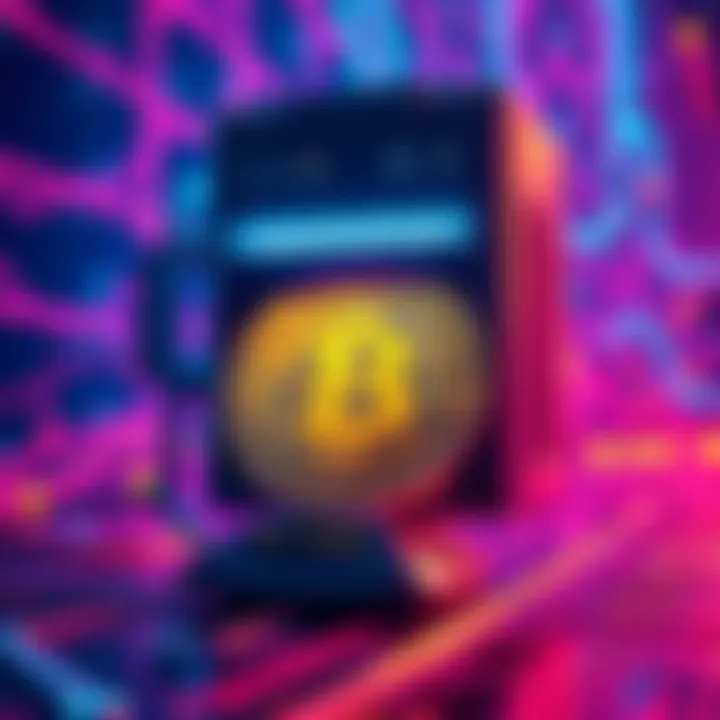 A quantum computer looming over a Bitcoin symbol, highlighting the risks to Bitcoin's security.