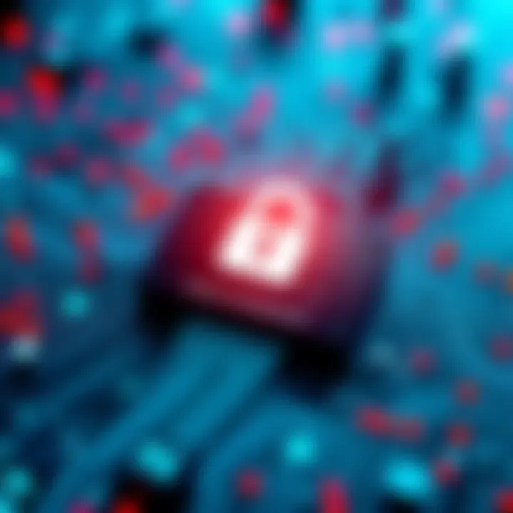 A visual representation of quantum computing with circuits and binary code, highlighting encryption and blockchain.