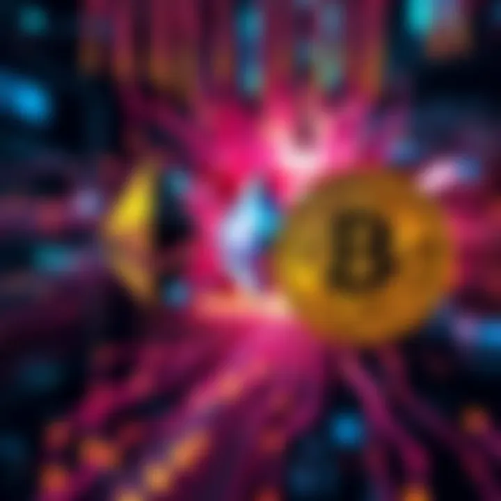 Quantum Computing Risk to Cryptocurrencies Visual representation of quantum computing posing a threat to Ethereum and Bitcoin symbols, highlighting security concerns in digital currencies.