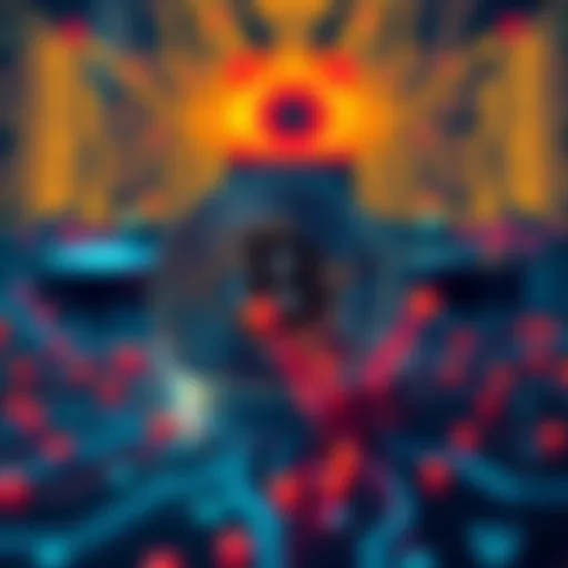 A visual representation of quantum computers posing a threat to cryptocurrency security, featuring a digital coin and a quantum circuit in the background.