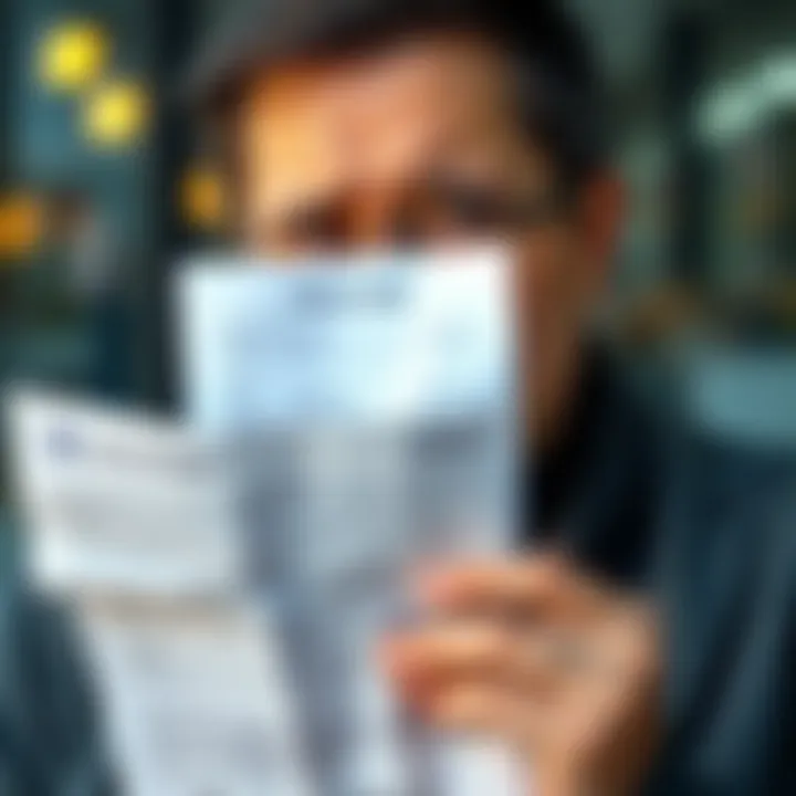 A Quebec resident holds a French bank statement while looking frustrated, symbolizing issues with identity verification.