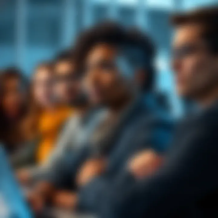 Quiet Voice in Tech Meeting A diverse group of tech professionals in a meeting, highlighting a quieter person speaking softly while others appear more dominant during the discussion.