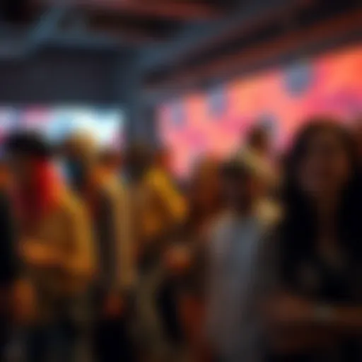 A group of people interacting and showcasing unusual fashion styles and humorous expressions at a social event