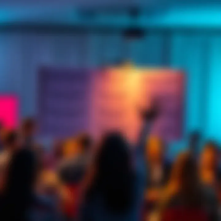 A person speaking in front of a group holding a sign with famous quotes, highlighting the impact of memorable phrases in conversations.